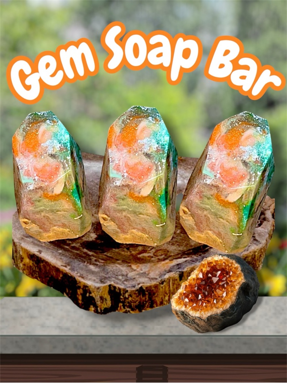 Experience the Beauty of Mexican Fire Opal, Gem Rock Soaps, Orange Green Unakite